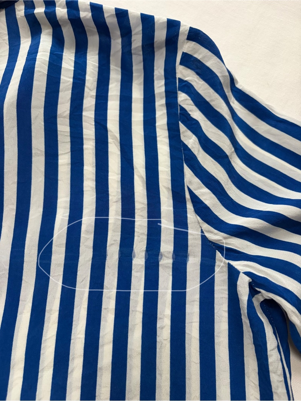 24H SALE - L'AGENCE Silk Blue and White Vertical Stripe Button-Down Shirt Small - Picture 8 of 10